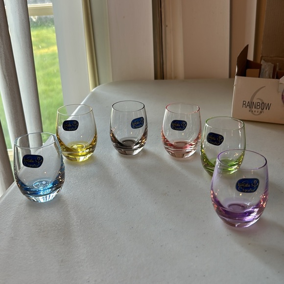 6 Small 2 oz Bohemia Crystal Rainbow Glasses New - Picture 11 of 11